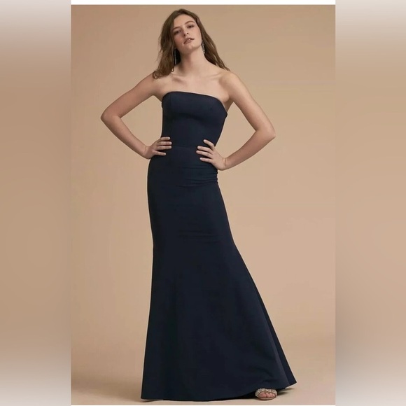 BHLDN Navy Blue Tess Strapless Mermaid Bodycon Gown 0US 4UK Anthropologie NWOT! - Picture 4 of 7